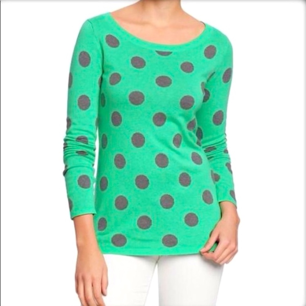 Old Navy Green and Gray Polka Dot Sweater XS